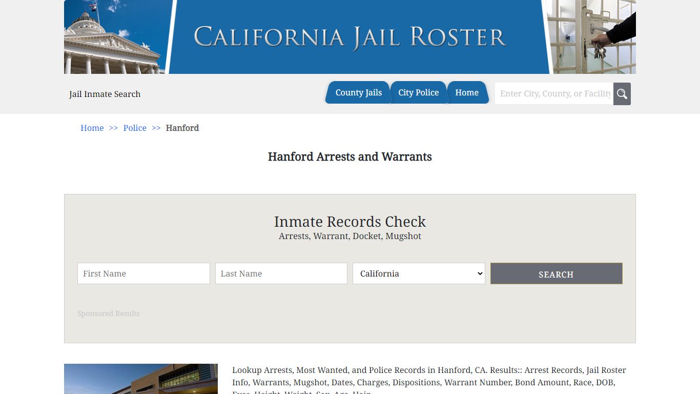 Hanford Arrests and Warrants | Jail Roster Search